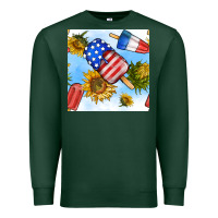 Sports Green 4th of july sunflowers ice cream seamless pattern Premium Sweatshirt - BundleAndBundleShop