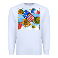 White 4th of july sunflowers ice cream seamless pattern Premium Sweatshirt - BundleAndBundleShop