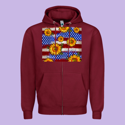 4th Of July Usa Flag Sunflower 20oz Tumbler Zipper Hoodie Designed By Neo Western