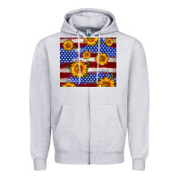 Heather Grey 4th of July USA flag sunflower 20oz tumbler Zipper Hoodie - Neo Western