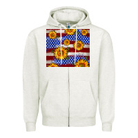 Oatmeal Heather 4th of July USA flag sunflower 20oz tumbler Zipper Hoodie - Neo Western