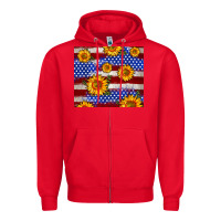 Red 4th of July USA flag sunflower 20oz tumbler Zipper Hoodie - Neo Western
