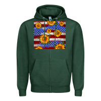 Sports Green 4th of July USA flag sunflower 20oz tumbler Zipper Hoodie - Neo Western