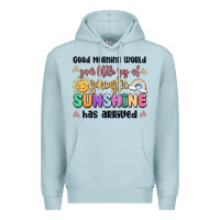 Blue Mist good morning world your little ray of sarcastic Premium Hoodie - MaliasSmallBusiness