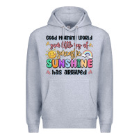 Heather Grey good morning world your little ray of sarcastic Premium Hoodie - MaliasSmallBusiness