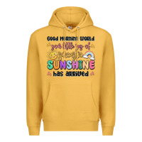 Mustard good morning world your little ray of sarcastic Premium Hoodie - MaliasSmallBusiness
