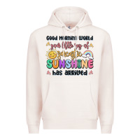 Pale Pink good morning world your little ray of sarcastic Premium Hoodie - MaliasSmallBusiness