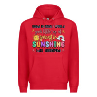 Red good morning world your little ray of sarcastic Premium Hoodie - MaliasSmallBusiness