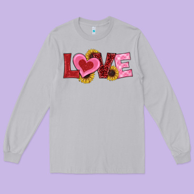 Valentine's Day Love Sunflowers Long Sleeve Tee Designed By Ranaportraitstore