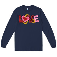 Navy valentine's day love sunflowers Long Sleeve Tee - RanaPortraitStore