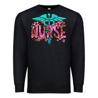 Black floral nurse Premium Sweatshirt - AdoDesignShop