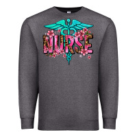 Charcoal Heather floral nurse Premium Sweatshirt - AdoDesignShop