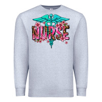 Heather Grey floral nurse Premium Sweatshirt - AdoDesignShop