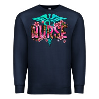 Navy floral nurse Premium Sweatshirt - AdoDesignShop