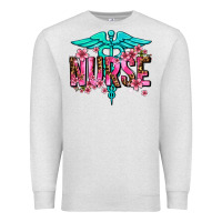 Oatmeal Heather floral nurse Premium Sweatshirt - AdoDesignShop