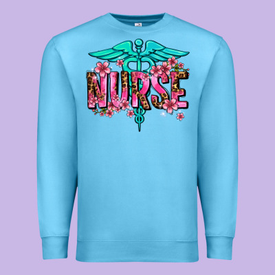 Floral Nurse Premium Sweatshirt Designed By Adodesignshop