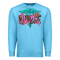 Ocean Blue floral nurse Premium Sweatshirt - AdoDesignShop