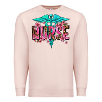Pale Pink floral nurse Premium Sweatshirt - AdoDesignShop