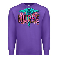 Purple floral nurse Premium Sweatshirt - AdoDesignShop