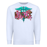 White floral nurse Premium Sweatshirt - AdoDesignShop
