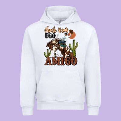 Check Your Ego Amigo Rodeo Cowboy Urban Hoodie Designed By Maliassmallbusiness