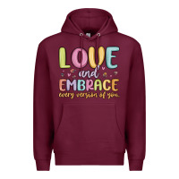Burgundy love and embrace every version of you Premium Hoodie - MaliasSmallBusiness