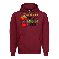 Burgundy I Run On Coffee & Christmas Cheer Zipper Hoodie - CowhideDigitalArt