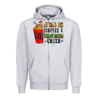 Heather Grey I Run On Coffee & Christmas Cheer Zipper Hoodie - CowhideDigitalArt