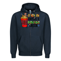 Navy I Run On Coffee & Christmas Cheer Zipper Hoodie - CowhideDigitalArt