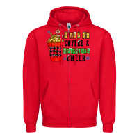 Red I Run On Coffee & Christmas Cheer Zipper Hoodie - CowhideDigitalArt