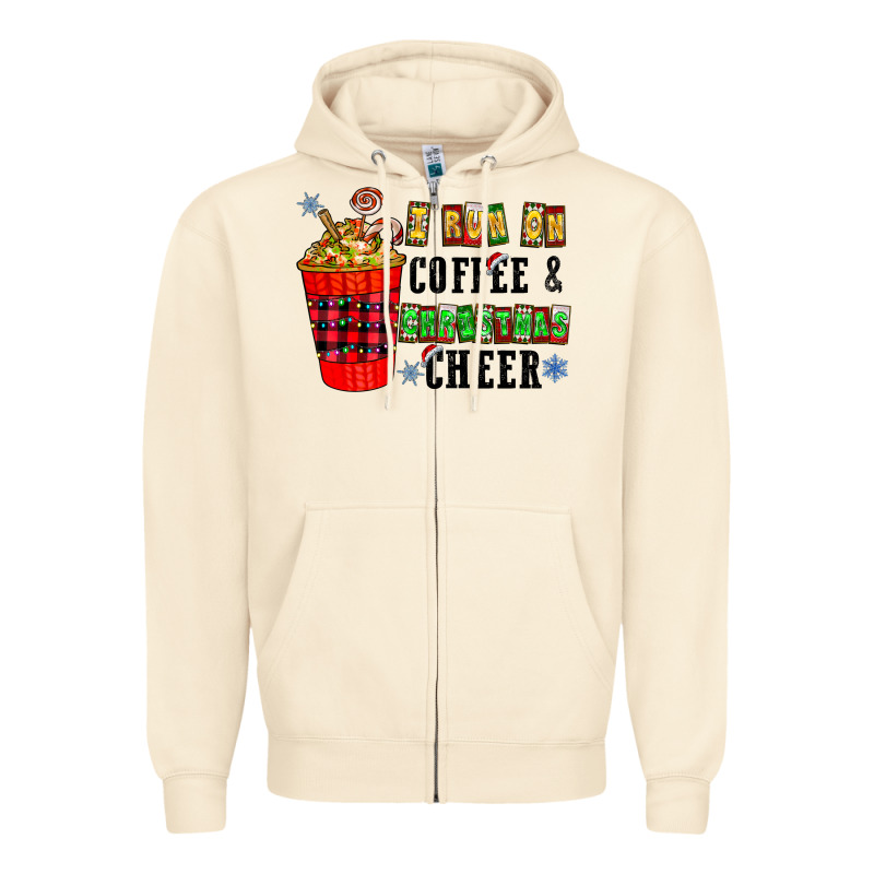 I Run On Coffee & Christmas Cheer Zipper Hoodie by CowhideDigitalArt | Teevron