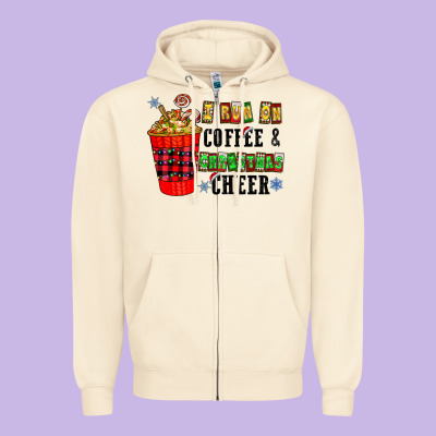 I Run On Coffee & Christmas Cheer Zipper Hoodie Designed By Cowhidedigitalart