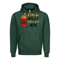 Sports Green I Run On Coffee & Christmas Cheer Zipper Hoodie - CowhideDigitalArt