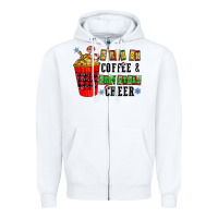 White I Run On Coffee & Christmas Cheer Zipper Hoodie - CowhideDigitalArt