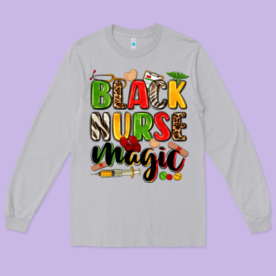 Black Nurse Magic Long Sleeve Tee Designed By Zillion Design Studio
