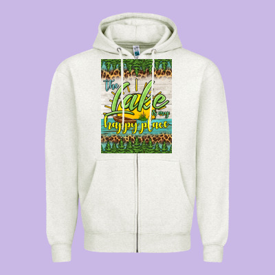 The Lake Is My Happy Place Air Freshener Zipper Hoodie Designed By Hra Design Shop