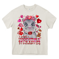 Cream i want hippopotamus for valentines day Heavy Core Tee - CowhideDigitalArt