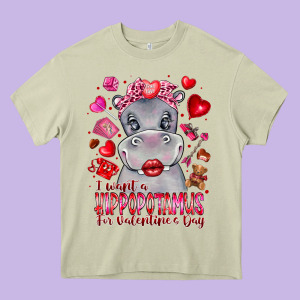 I Want Hippopotamus For Valentines Day Heavy Core Tee Designed By Cowhidedigitalart