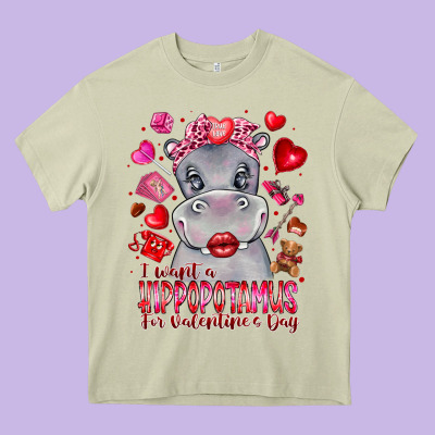 I Want Hippopotamus For Valentines Day Heavy Core Tee Designed By Cowhidedigitalart