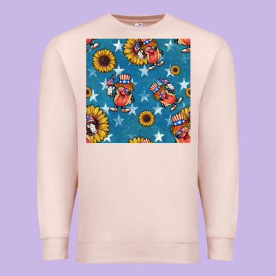 4th Of July Sunflowers Hotdog Seamless Pattern Premium Sweatshirt Designed By Bundleandbundleshop