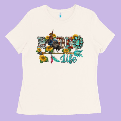 Western Rodeo Bullfighter  Life Turquoise's Gemstones Arrow Sunflowers Ladies Tee Designed By Barkaloodesign