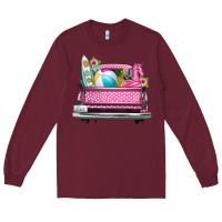 Burgundy summer pink truck beach Long Sleeve Tee - texasbilliewilder