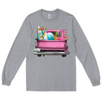 Heather Grey summer pink truck beach Long Sleeve Tee - texasbilliewilder