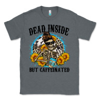Charcoal Heather dead inside but caffeinated Classic Tee - Zillion Design Studio