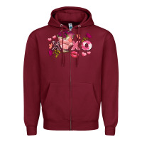 Burgundy chicken valentine's day xoxo Zipper Hoodie - FaDigitalArtStudio