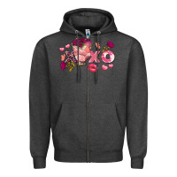 Charcoal Heather chicken valentine's day xoxo Zipper Hoodie - FaDigitalArtStudio