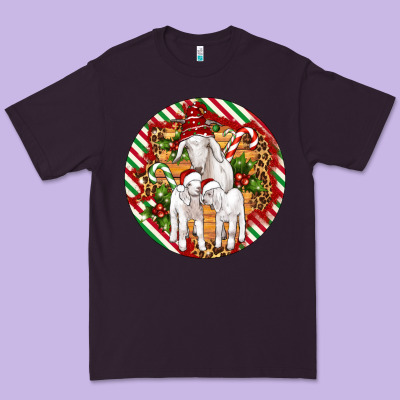 Christmas Goat Family Ornament Premium Tee Designed By Artiststas