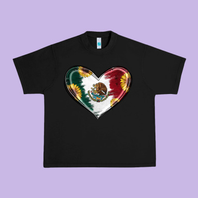 Sunflower Mexican Flag Heart Urban Heavy Tee Designed By Ranaportraitstore
