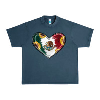 Midnight Navy Sunflower Mexican Flag Heart Urban Heavy Tee - RanaPortraitStore