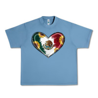 Pebble Blue Sunflower Mexican Flag Heart Urban Heavy Tee - RanaPortraitStore